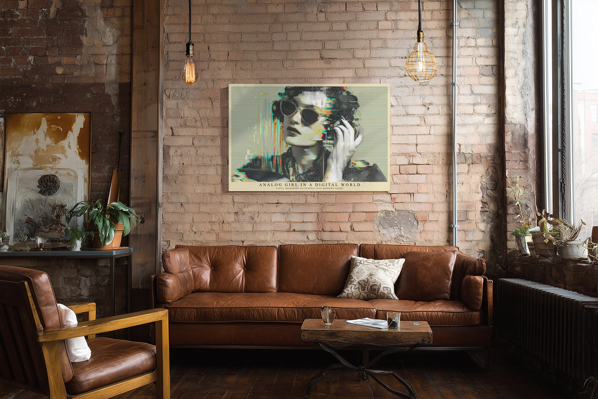 Paul Sinus Wandbild Analog Girl in a Digital World Retro Modern Portrait with Glitch Aesthetic