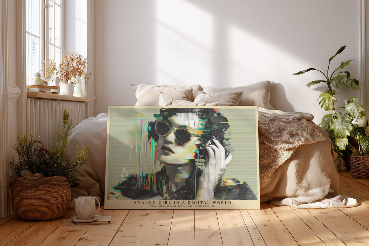 Paul Sinus Wandbild Analog Girl in a Digital World Retro Modern Portrait with Glitch Aesthetic
