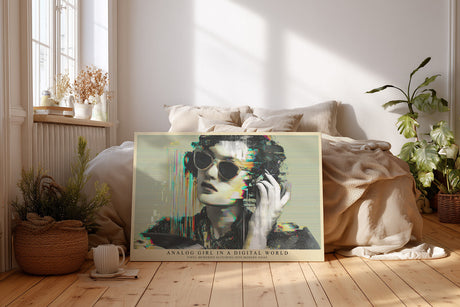Paul Sinus Wandbild Analog Girl in a Digital World Retro Modern Portrait with Glitch Aesthetic