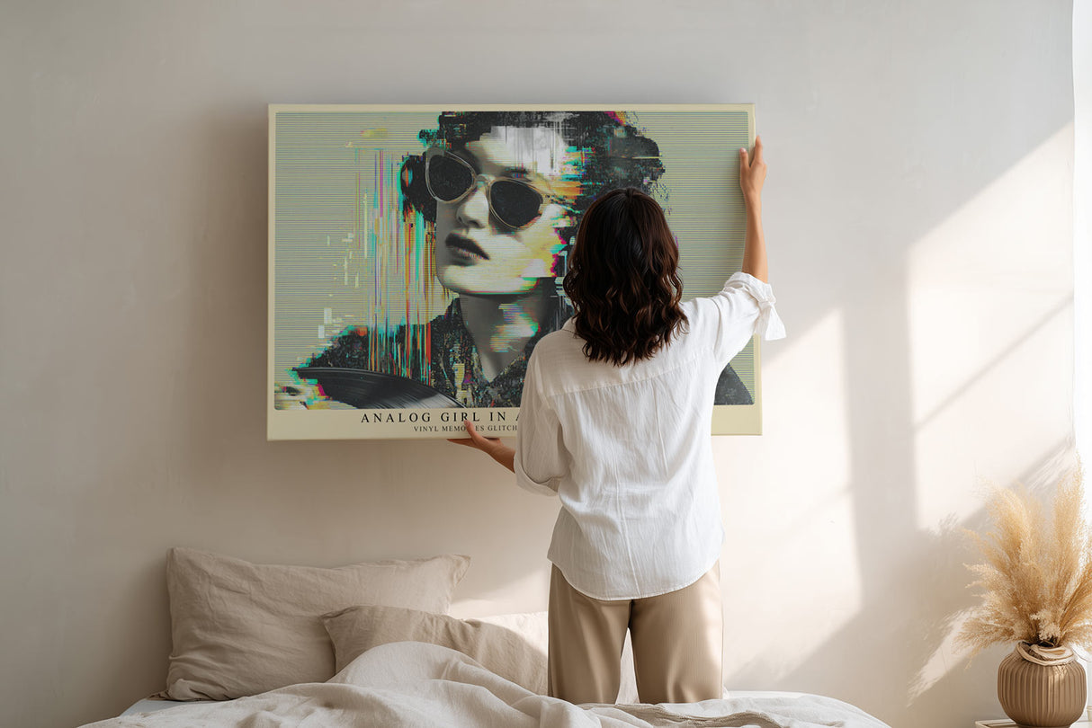 Paul Sinus Wandbild Analog Girl in a Digital World Retro Modern Portrait with Glitch Aesthetic