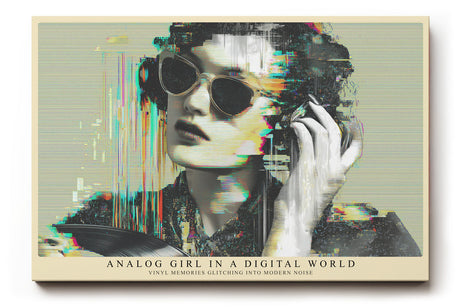 Paul Sinus Wandbild Analog Girl in a Digital World Retro Modern Portrait with Glitch Aesthetic