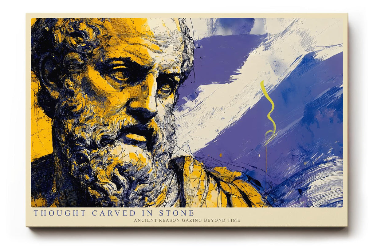 Paul Sinus Wandbild 120x80cm Antike Philosophen Statue abstrakte Kunst moderne Skulptur Illustration Wanddekoration Wohnzimmer Büro