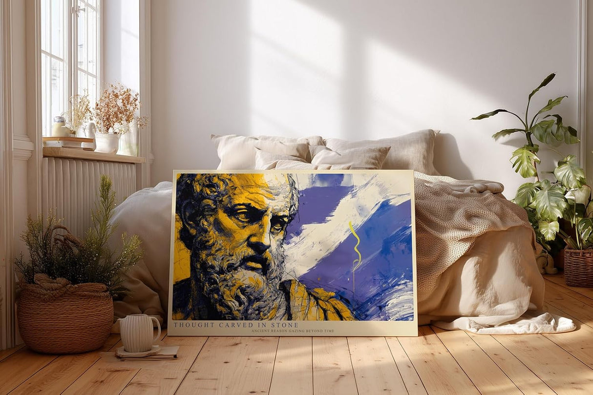 Paul Sinus Wandbild 120x80cm Antike Philosophen Statue abstrakte Kunst moderne Skulptur Illustration Wanddekoration Wohnzimmer Büro