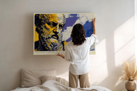 Paul Sinus Wandbild 120x80cm Antike Philosophen Statue abstrakte Kunst moderne Skulptur Illustration Wanddekoration Wohnzimmer Büro