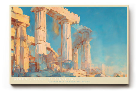 Paul Sinus Wandbild 120x80cm Antike Saeulen Athen Architektur Kunstmotiv Klassische Tempelruinen in warmem Licht