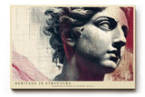 Paul Sinus Wandbild 120x80cm antike Skulptur mit grafischen Linien moderne Kunst Collage in Grau Rot Beige Leinwand Wanddekoration fuer Wohnzimmer Büro