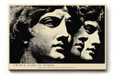 Paul Sinus Wandbild 120x80cm Antike Statue Dreifach Portrait Moderne Klassische Kunst in Schwarz Weiss für Wohnzimmer Büro Flur