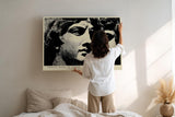 Paul Sinus Wandbild 120x80cm Antike Statue Dreifach Portrait Moderne Klassische Kunst in Schwarz Weiss für Wohnzimmer Büro Flur