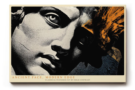 Paul Sinus Wandbild 120x80cm Antike Statue Pop Art Stil Klassische Skulptur Moderne Kunst in Schwarz Gold für Wohnzimmer Büro