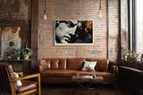 Paul Sinus Wandbild 120x80cm Antike Statue Pop Art Stil Klassische Skulptur Moderne Kunst in Schwarz Gold für Wohnzimmer Büro