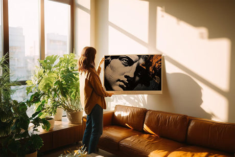 Paul Sinus Wandbild 120x80cm Antike Statue Pop Art Stil Klassische Skulptur Moderne Kunst in Schwarz Gold für Wohnzimmer Büro