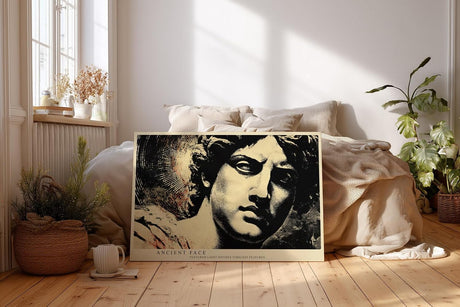 Paul Sinus Wandbild 120x80cm Antike Statue Portrait Moderne Klassische Kunst in Schwarz Gold für Wohnzimmer Büro Flur