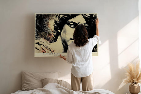 Paul Sinus Wandbild 120x80cm Antike Statue Portrait Moderne Klassische Kunst in Schwarz Gold für Wohnzimmer Büro Flur