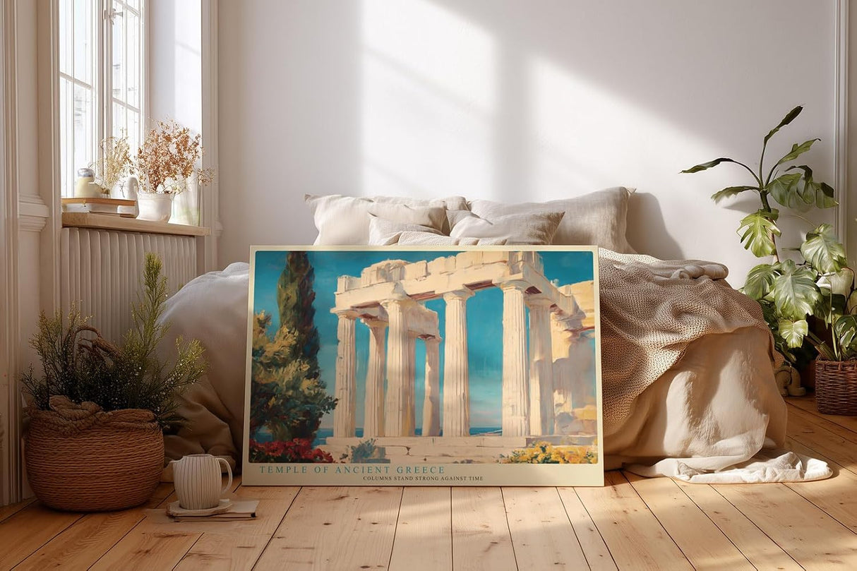 Paul Sinus Wandbild 120x80cm Antiker Tempel Griechenland Architektur LeinWandbild 120x80cm Klassische Säulen Wanddekoration