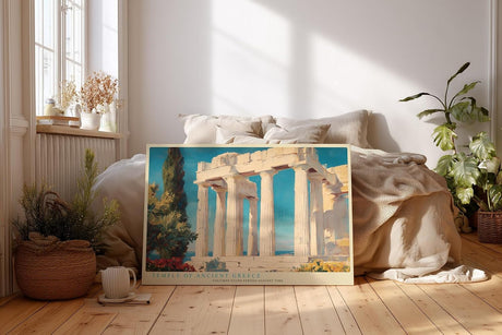 Paul Sinus Wandbild 120x80cm Antiker Tempel Griechenland Architektur LeinWandbild 120x80cm Klassische Säulen Wanddekoration