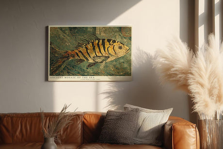 Paul Sinus Wandbild 120x80cm Antikes Fisch Mosaik – Klassische Meereskunst im mediterranen Mosaik Stil