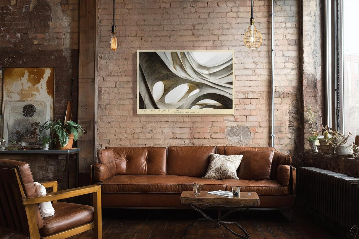 Paul Sinus Wandbild 120x80cm Arches in Quiet Light abstrakte Architektur Bögen beige moderne Kunst Poster stilvolle Wanddekoration für Wohnzimmer Büro