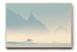 Paul Sinus Wandbild Arctic Silence minimalistisches Naturmotiv mit Eisbär und Berglandschaft in kühlen Farbtönen für moderne Räume voller Ruhe und Tiefe