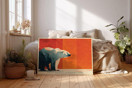 Paul Sinus Wandbild 120x80cm Arktischer Eisbaer im warmen Licht moderne Tierkunst Polarlandschaft Wanddekoration Naturmotiv Kunstdruck Wohnzimmer Schlafzimmer
