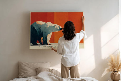 Paul Sinus Wandbild 120x80cm Arktischer Eisbaer im warmen Licht moderne Tierkunst Polarlandschaft Wanddekoration Naturmotiv Kunstdruck Wohnzimmer Schlafzimmer