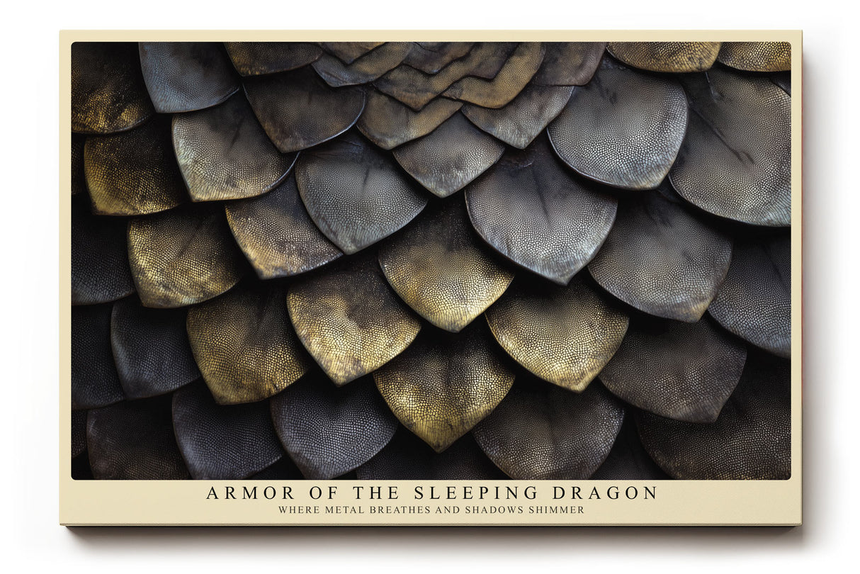 Paul Sinus Wandbild Armor of the Sleeping Dragon Metallic Texture in Golden Shadow and Strength