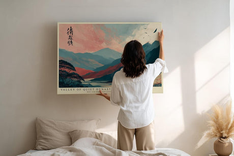 Paul Sinus Wandbild 120x80cm Asiatische Berglandschaft traditionelle Kunst moderne Landschaft Illustration Wanddekoration Wohnzimmer Schlafzimmer