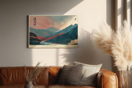 Paul Sinus Wandbild 120x80cm Asiatische Berglandschaft traditionelle Kunst moderne Landschaft Illustration Wanddekoration Wohnzimmer Schlafzimmer