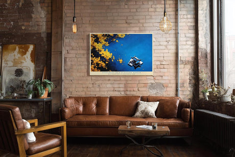 Paul Sinus Wandbild 120x80cm asiatischer Pavillon auf Wasser ruhige Herbstlandschaft Zen Kunst stilvolle Wanddekoration fuer Wohnzimmer Büro