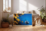 Paul Sinus Wandbild 120x80cm asiatischer Pavillon auf Wasser ruhige Herbstlandschaft Zen Kunst stilvolle Wanddekoration fuer Wohnzimmer Büro
