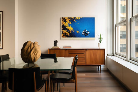 Paul Sinus Wandbild 120x80cm asiatischer Pavillon auf Wasser ruhige Herbstlandschaft Zen Kunst stilvolle Wanddekoration fuer Wohnzimmer Büro