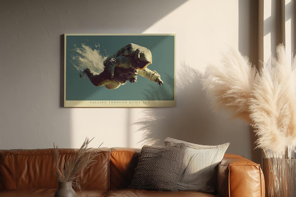 Paul Sinus Wandbild 120x80cm Astronaut im freien Fall moderne Space Kunst futuristische Wanddekoration