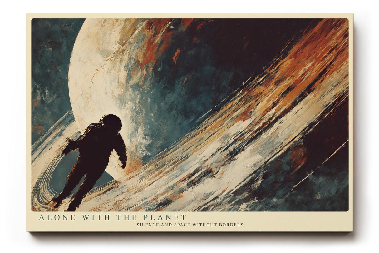 Paul Sinus Wandbild 120x80cm Astronaut im Weltraum Planet abstrakte Raumfahrt Kunst moderne kosmische Illustration Leinwand Wanddekoration fuer Wohnzimmer Büro Gaming Zimmer