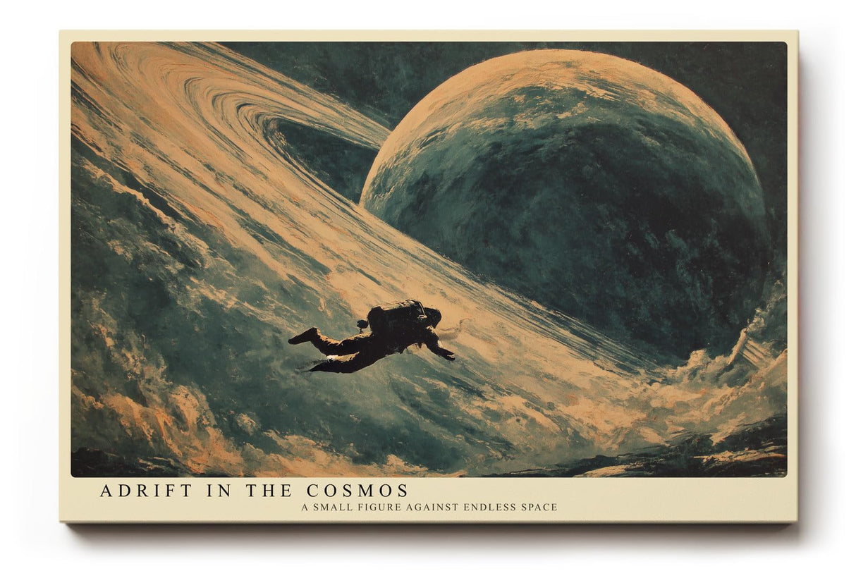 Paul Sinus Wandbild 120x80cm Astronaut im Weltraum Planet kosmische Landschaft Science Fiction Kunstbild moderne Weltraum Wanddekoration fuer Wohnzimmer Büro
