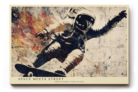 Paul Sinus Wandbild 120x80cm Astronaut Skateboard Street Art modern urban Weltraum Kunst Kunstdruck grosses Wandbild 120x80cm kreative Wanddekoration fuer Wohnzimmer Jugendzimmer Büro