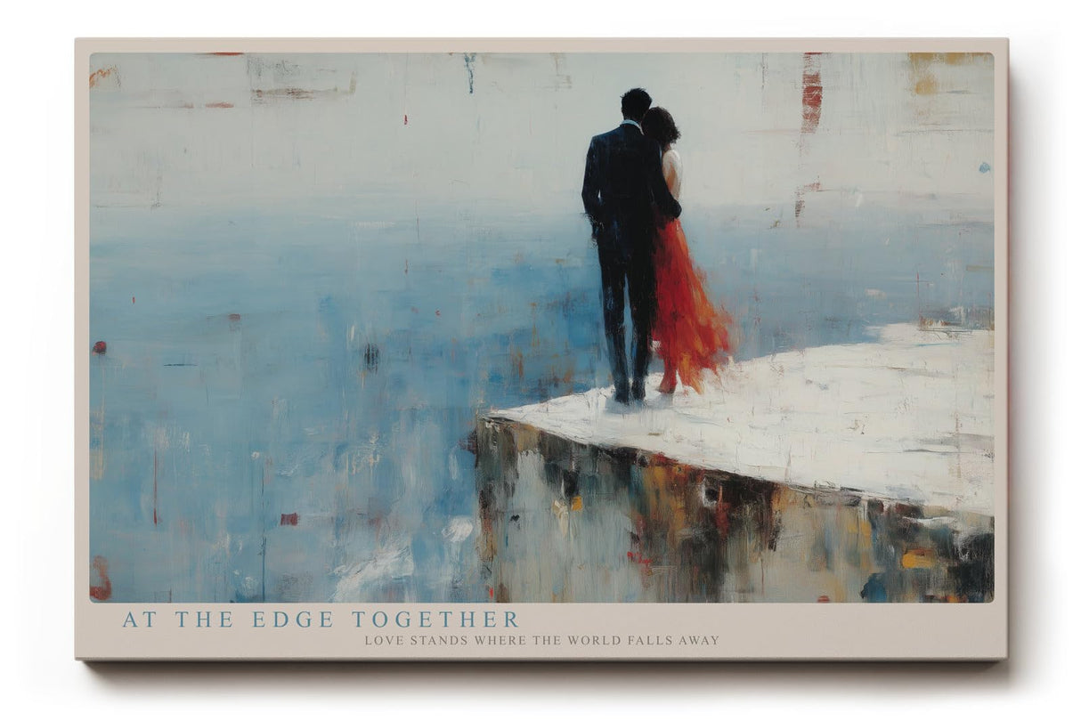 Paul Sinus Wandbild 120x80cm At the Edge Together Romantisches Paar am Abgrund Moderne Liebes Kunst fuer Wohnzimmer Schlafzimmer und Büro