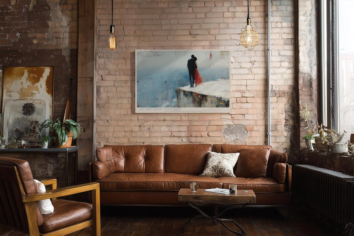 Paul Sinus Wandbild 120x80cm At the Edge Together Romantisches Paar am Abgrund Moderne Liebes Kunst fuer Wohnzimmer Schlafzimmer und Büro