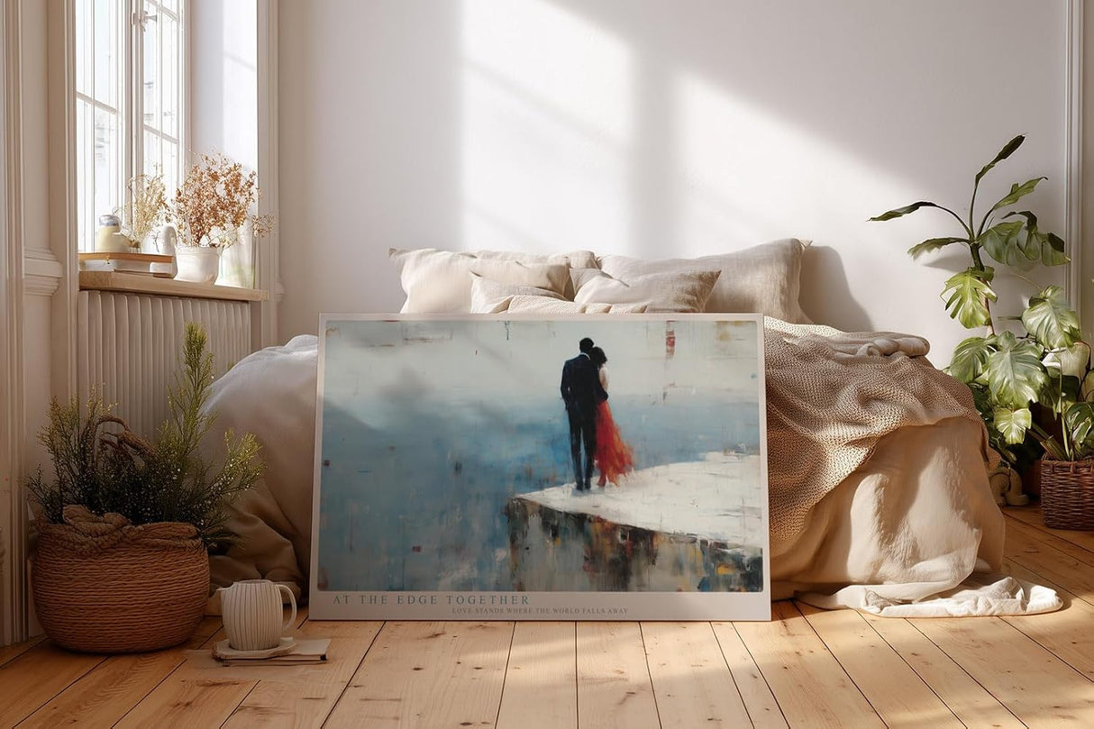 Paul Sinus Wandbild 120x80cm At the Edge Together Romantisches Paar am Abgrund Moderne Liebes Kunst fuer Wohnzimmer Schlafzimmer und Büro