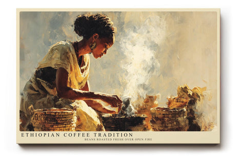 Paul Sinus Wandbild 120x80cm Äthiopische Kaffeezeremonie – Traditionelle Szene mit Rösten von Kaffeebohnen
