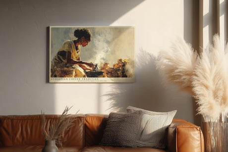 Paul Sinus Wandbild 120x80cm Äthiopische Kaffeezeremonie – Traditionelle Szene mit Rösten von Kaffeebohnen