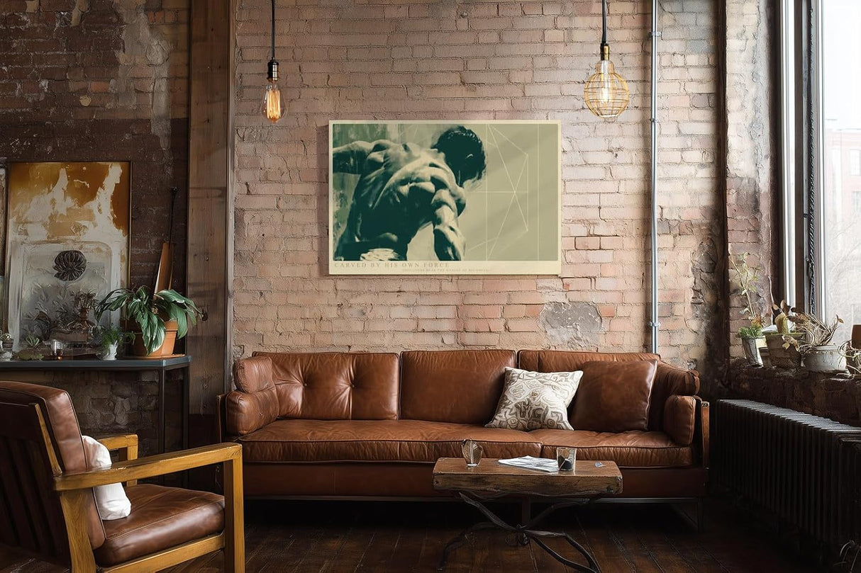 Paul Sinus Wandbild 120x80cm Athletischer Ruecken moderne Fitness Kunst mit kraftvoller Muskelstruktur