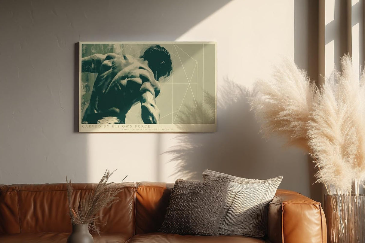 Paul Sinus Wandbild 120x80cm Athletischer Ruecken moderne Fitness Kunst mit kraftvoller Muskelstruktur