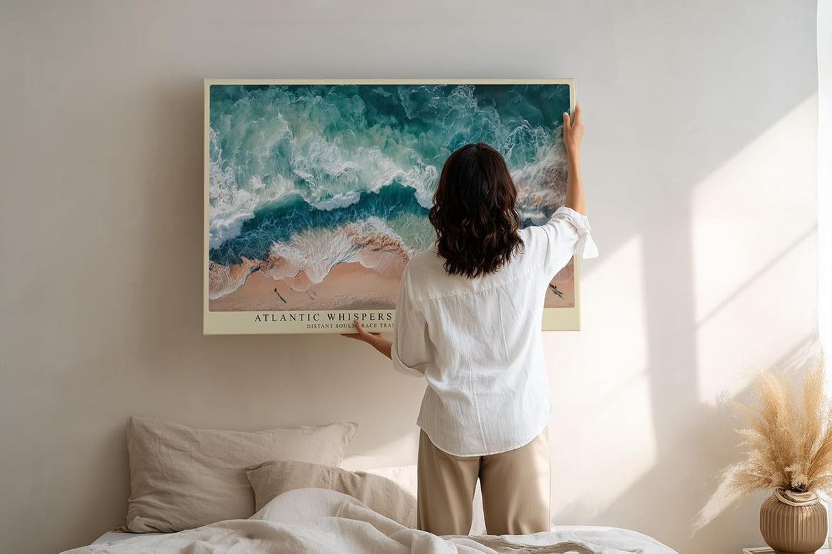 Paul Sinus Wandbild 120x80cm Atlantik Wellen Strand Luftaufnahme Natur Landschaft Kunstmotiv mit Meeresbewegung