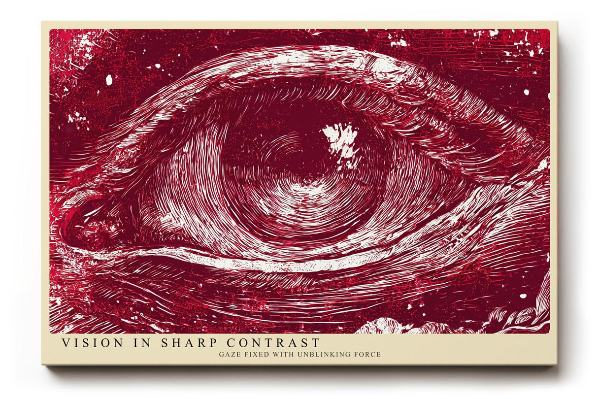 Paul Sinus Wandbild 120x80cm Auge Abstrakte Kunst Grafikmotiv Starkes Linienmotiv in Rot Weiss mit moderner Illustration