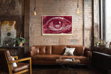 Paul Sinus Wandbild 120x80cm Auge Abstrakte Kunst Grafikmotiv Starkes Linienmotiv in Rot Weiss mit moderner Illustration