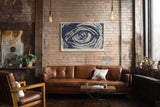 Paul Sinus Wandbild 120x80cm Auge Illustration modern blau weiss grafische Kunst Kunstdruck grosses Kunstbild symbolische Wanddekoration fuer Wohnzimmer Büro Flur