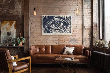 Paul Sinus Wandbild 120x80cm Auge Illustration modern blau weiss grafische Kunst Kunstdruck grosses Kunstbild symbolische Wanddekoration fuer Wohnzimmer Büro Flur