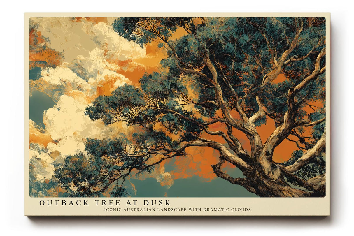 Paul Sinus Wandbild 120x80cm Australischer Outback Baum Dramatische Naturkunst mit Wolkenhimmel fuer moderne Wohnräume