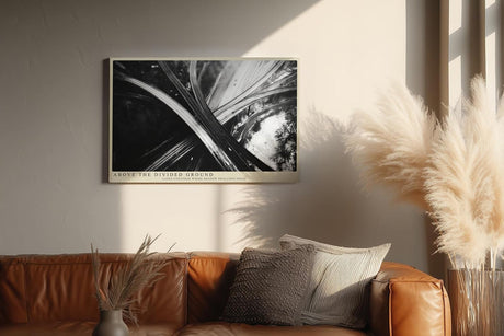 Paul Sinus Wandbild 120x80cm Autobahn Luftaufnahme Abstrakte Linien Schwarz Weiss Fotokunst fuer Wohnzimmer Büro und moderne Lofts