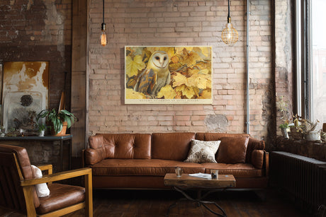 Paul Sinus Wandbild Autumn Guardian of Quiet Fields Golden Owl in Forest of Falling Leaves