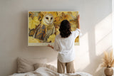 Paul Sinus Wandbild Autumn Guardian of Quiet Fields Golden Owl in Forest of Falling Leaves